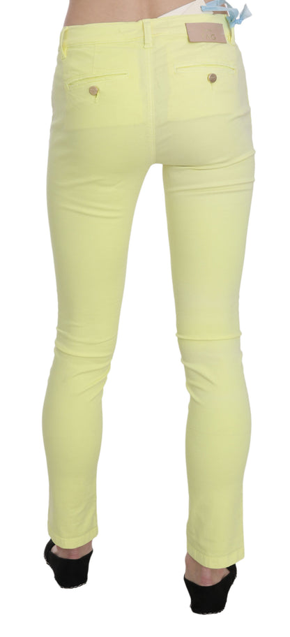 Schicke, gelbe Skinny-Freizeithose mit niedriger Taille