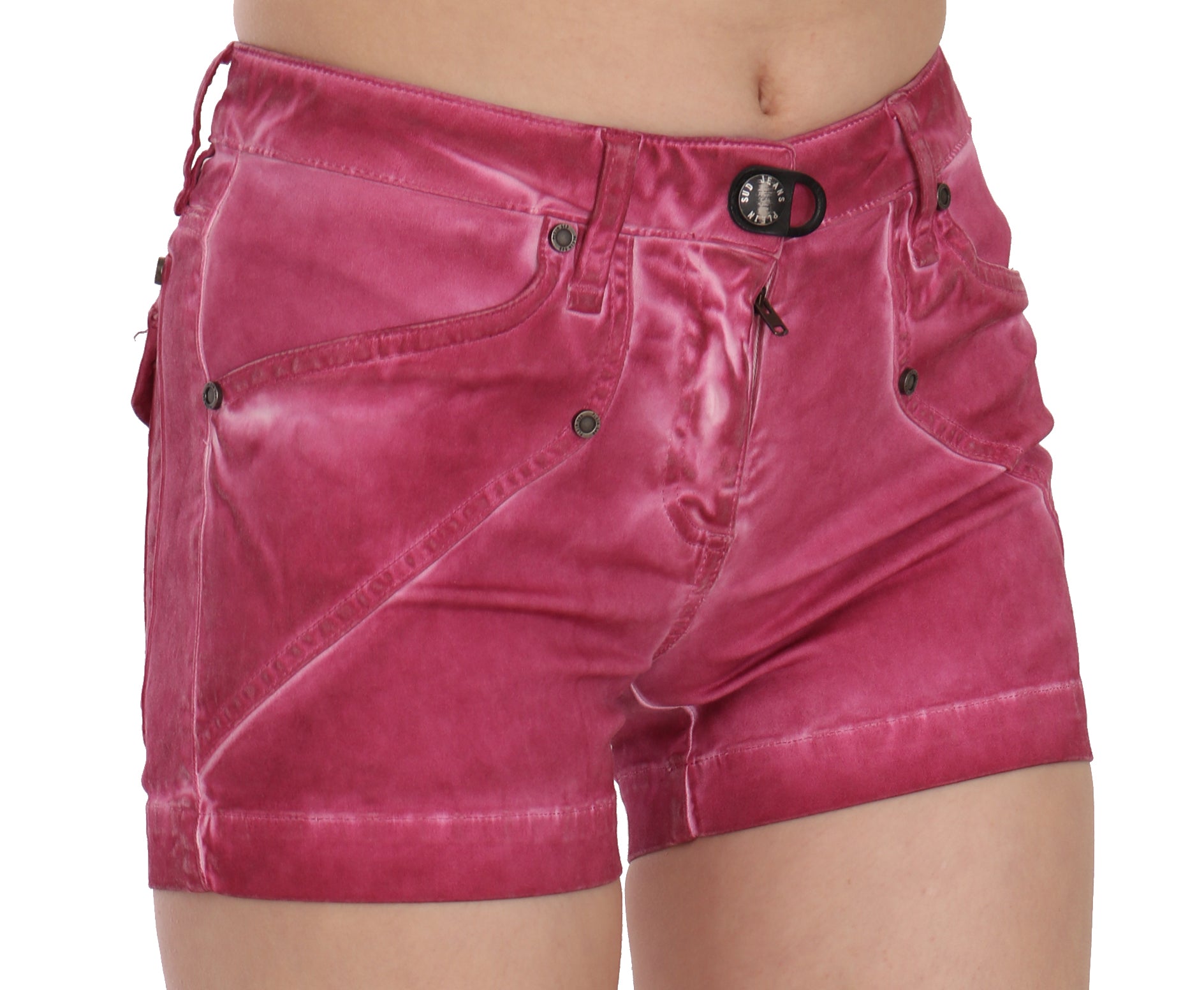 Schicke, rosa gewaschene Jeansshorts