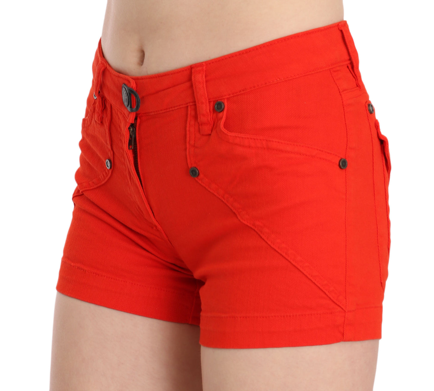 Schicke Mini-Shorts mit mittlerer Taille in leuchtendem Orange