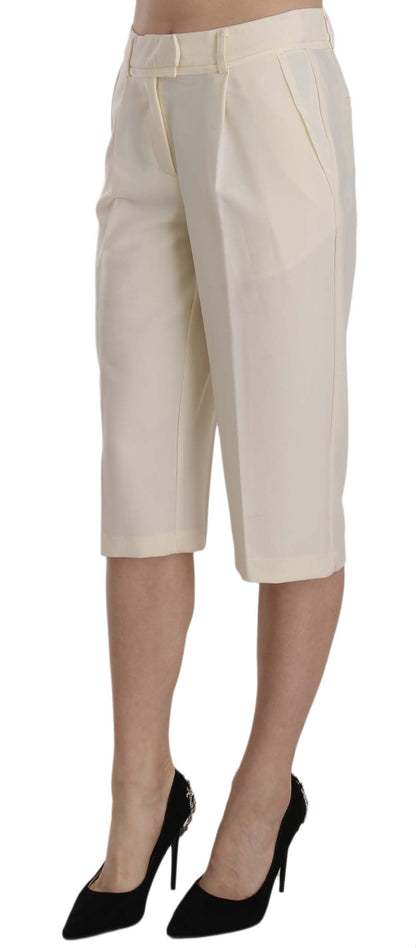 Elegante gerade geschnittene Cropped-Hose in Creme