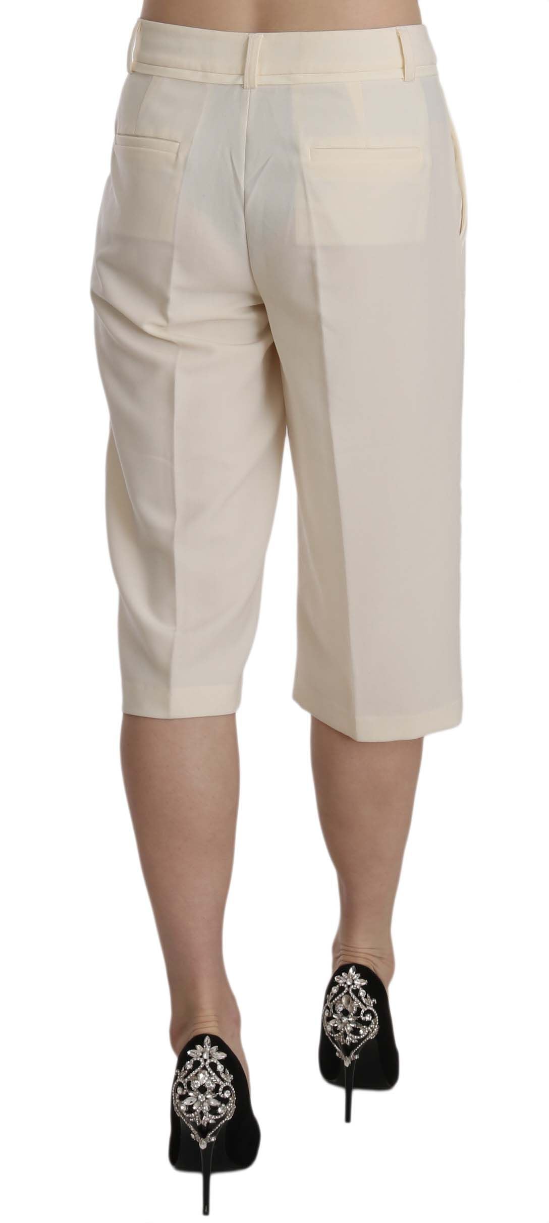 Elegante gerade geschnittene Cropped-Hose in Creme