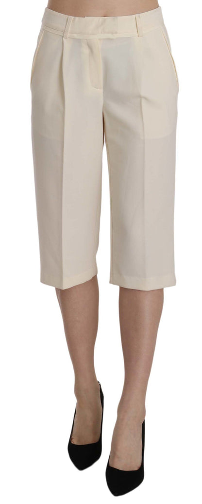 Elegante gerade geschnittene Cropped-Hose in Creme