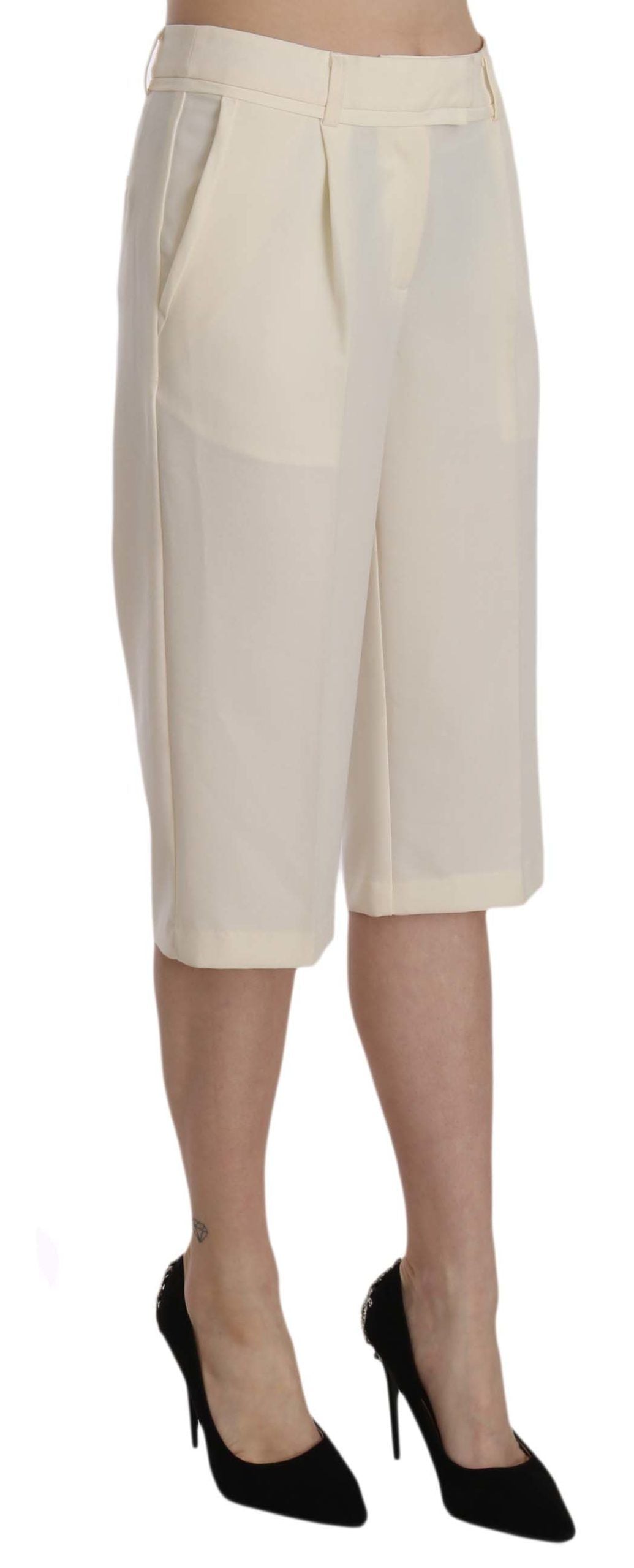 Elegante gerade geschnittene Cropped-Hose in Creme