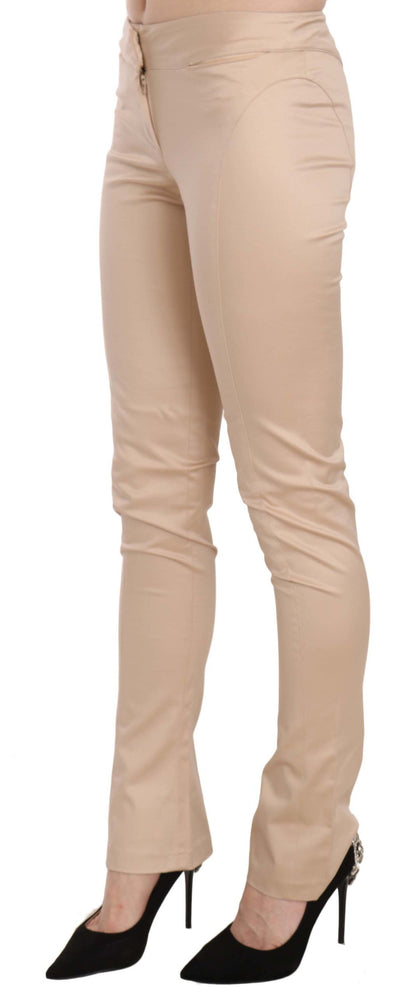 Elegante cremefarbene Skinny-Hose mit niedriger Taille