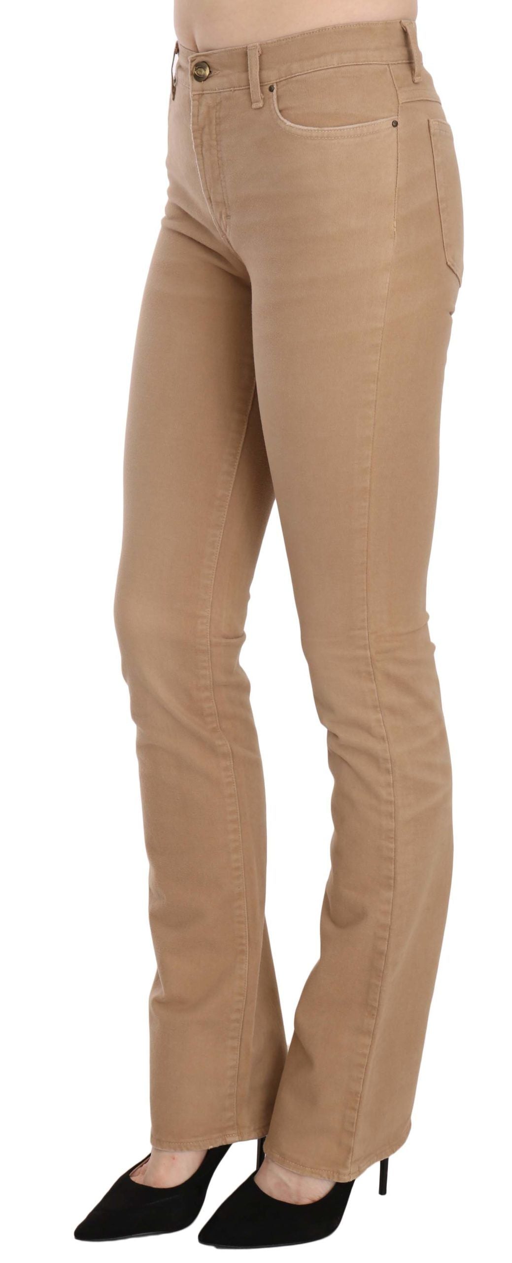 Schicke, braune Skinny-Hose mit mittelhohem Bund