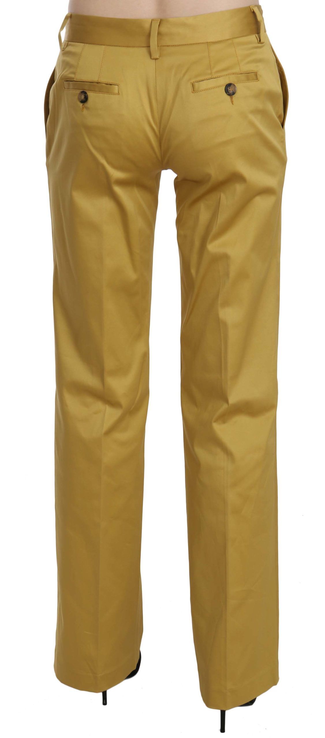 Mustard Mid Waist Tailored Cotton Pants