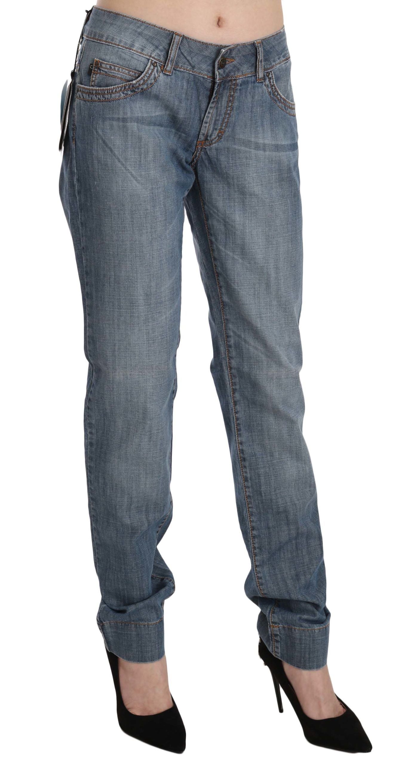 Chic Blue Washed Slim Fit Denim Jeans