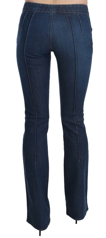 Chic Blue Washed Boot Cut Denim Pants