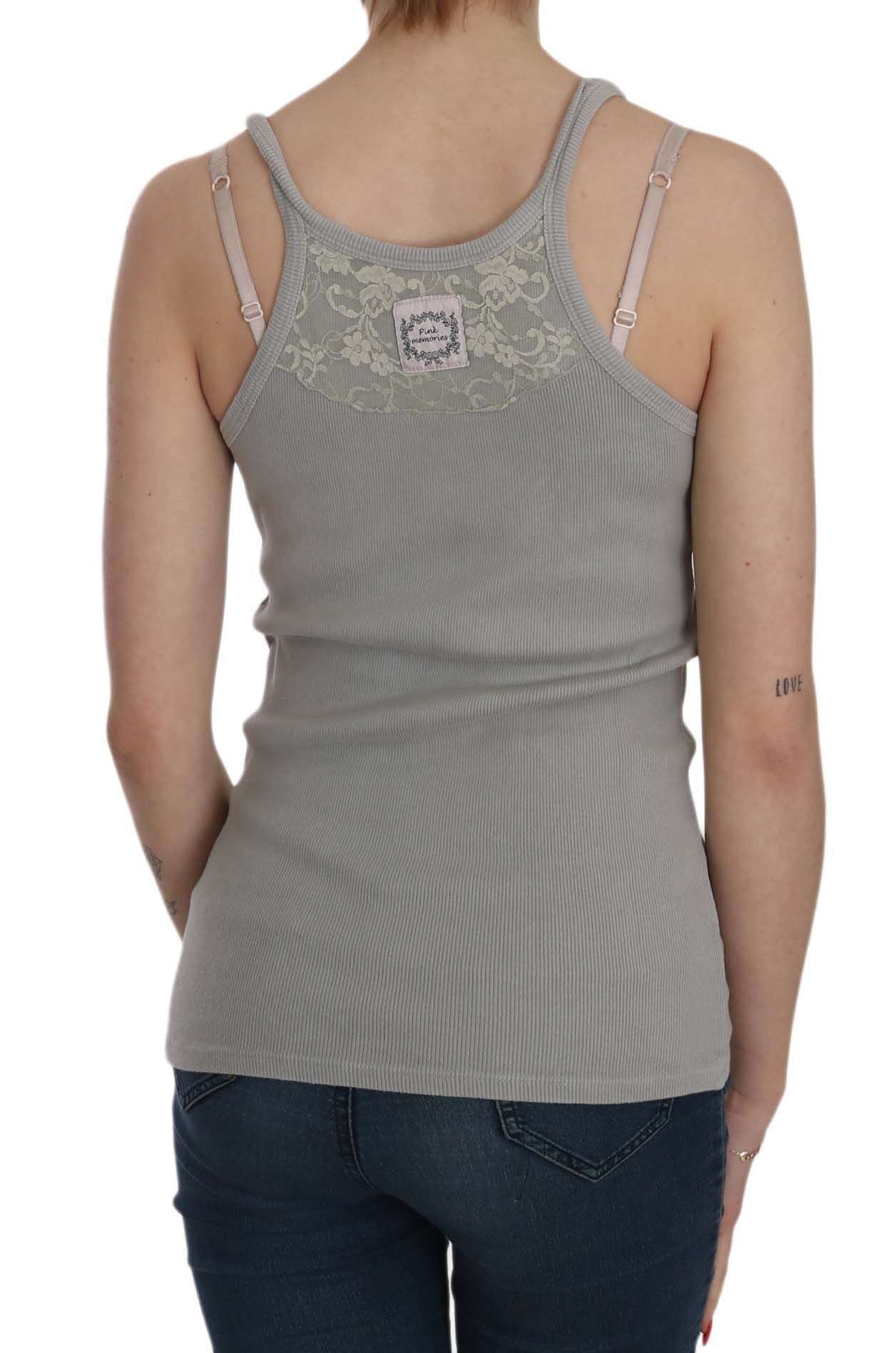 Elegant Sleeveless Grey Cotton Blouse