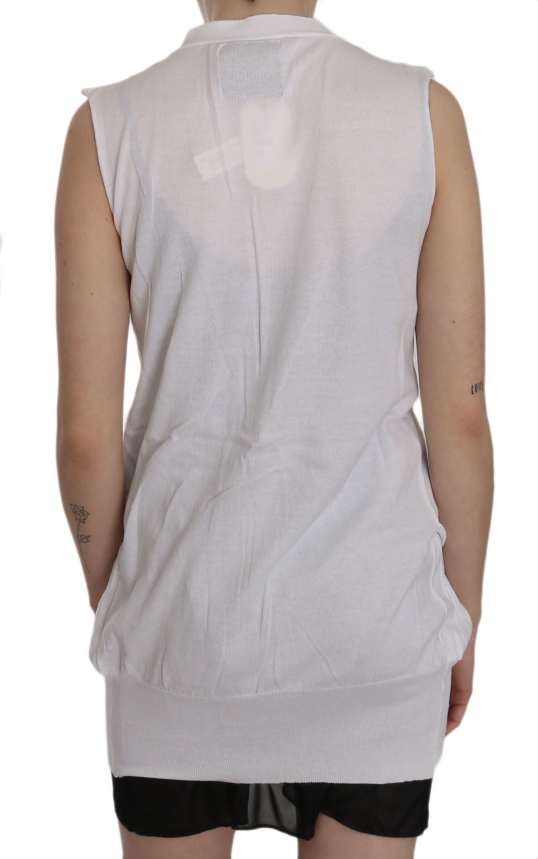 Elegant Sleeveless Cotton Vest in Pristine White