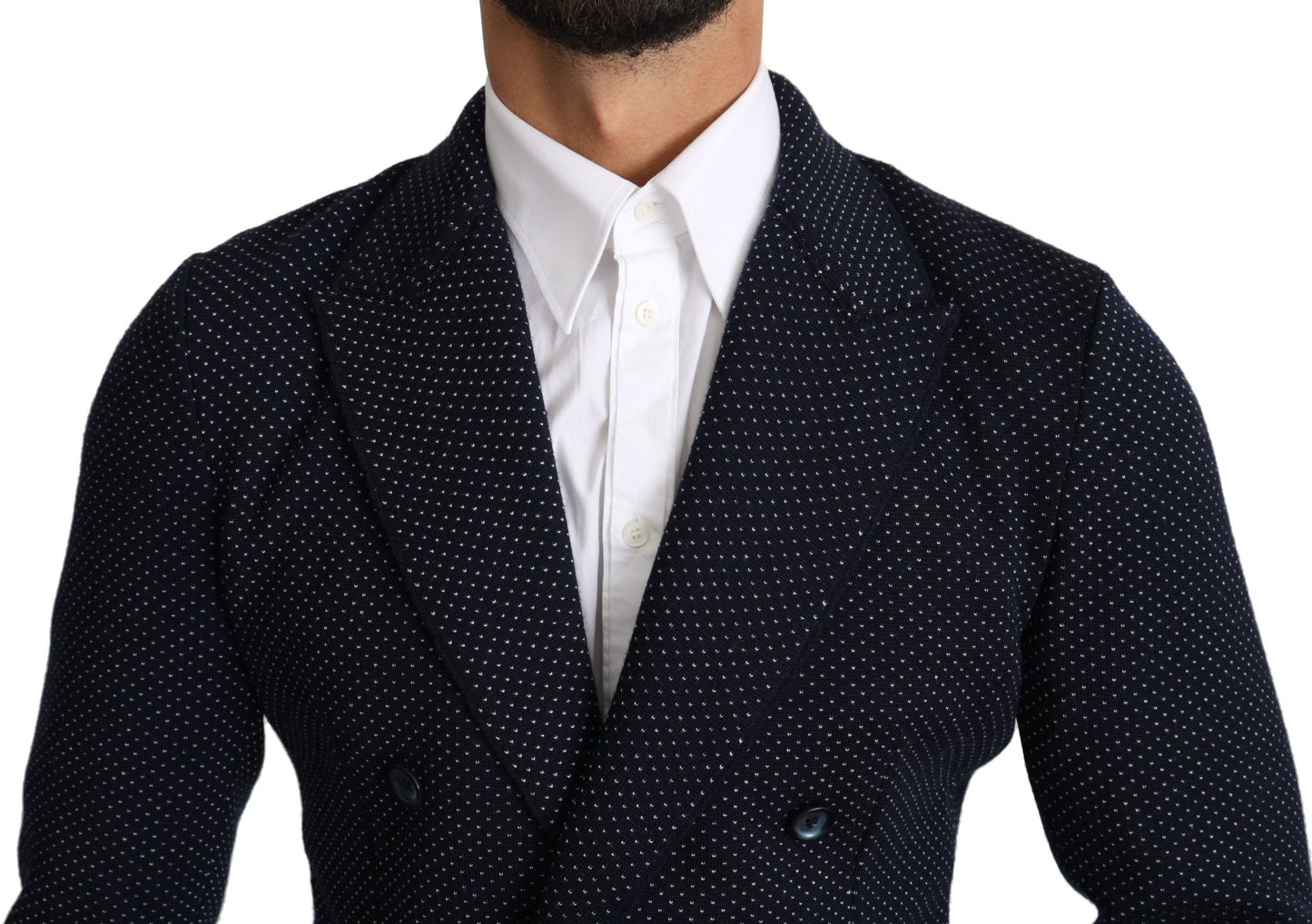 Eleganter dunkelblauer gepunkteter Slim-Fit Blazer