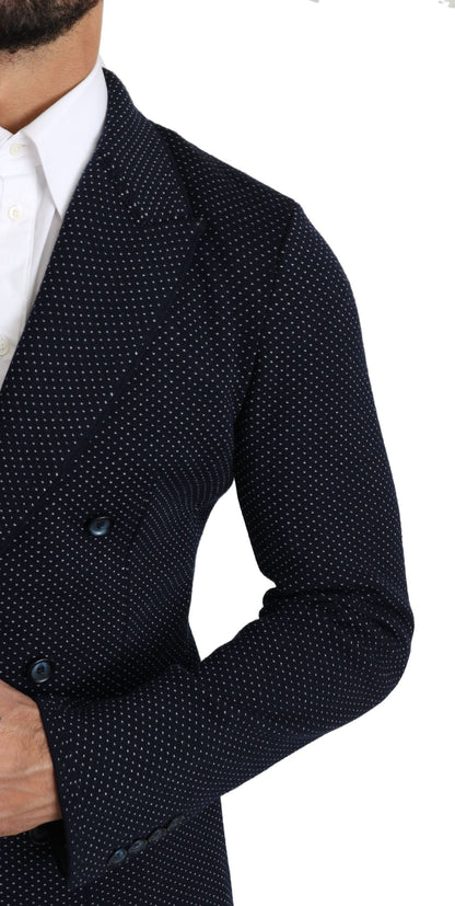 Eleganter dunkelblauer gepunkteter Slim-Fit Blazer