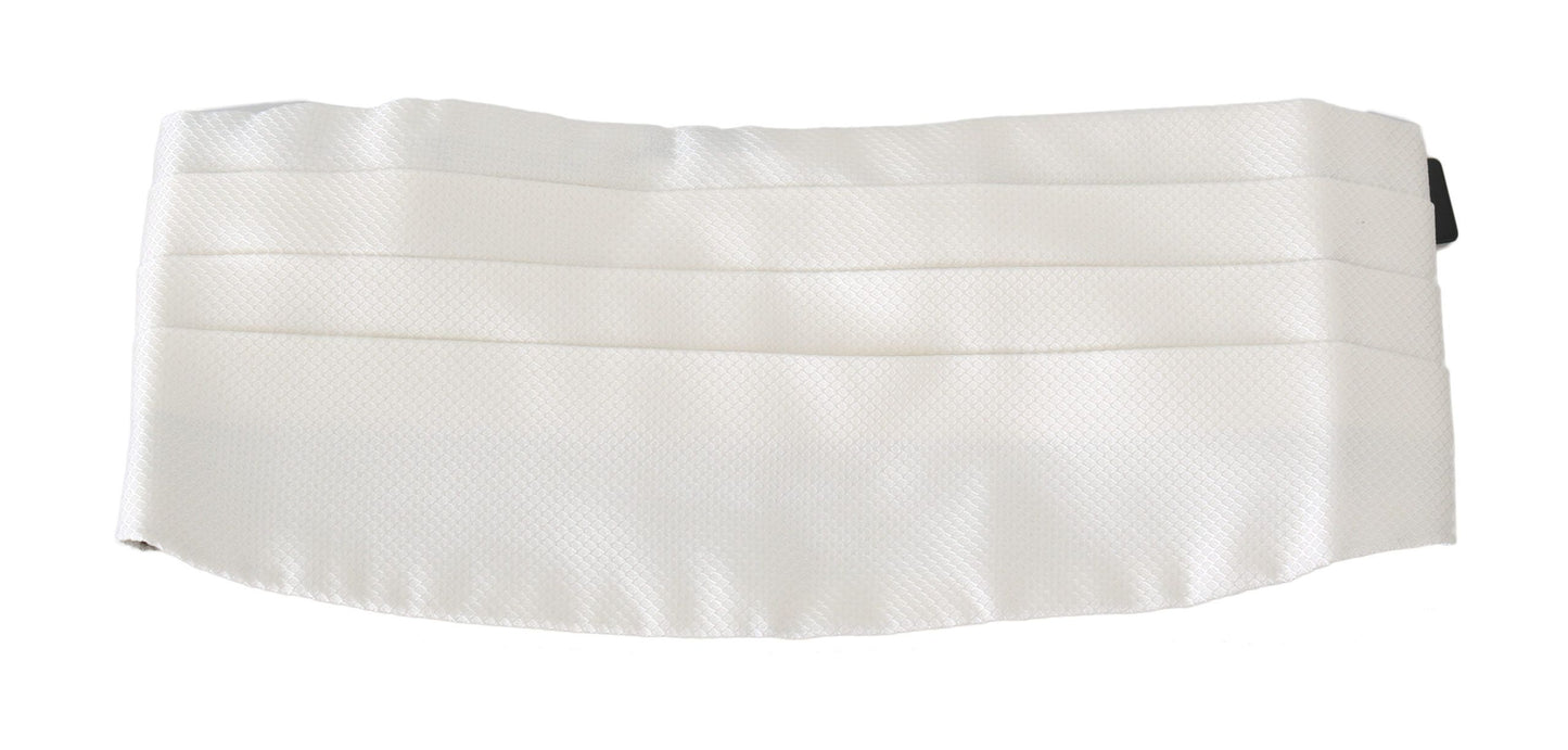 Elegant Silk White Patterned Cummerbund