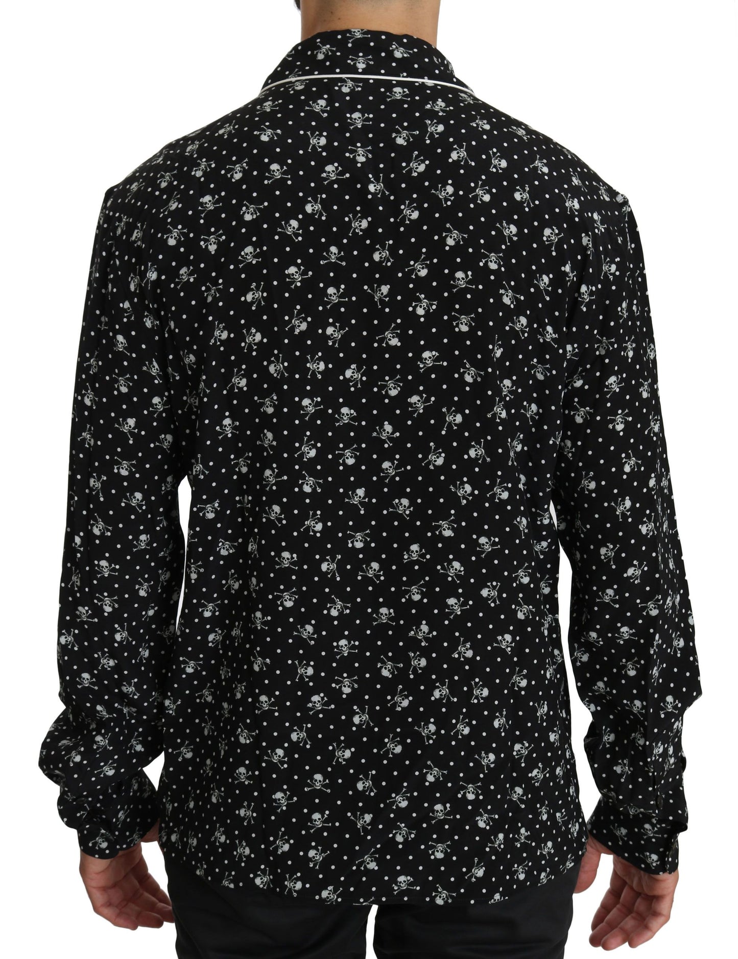 Edles Pyjama-Shirt aus Seide mit Totenkopf-Print