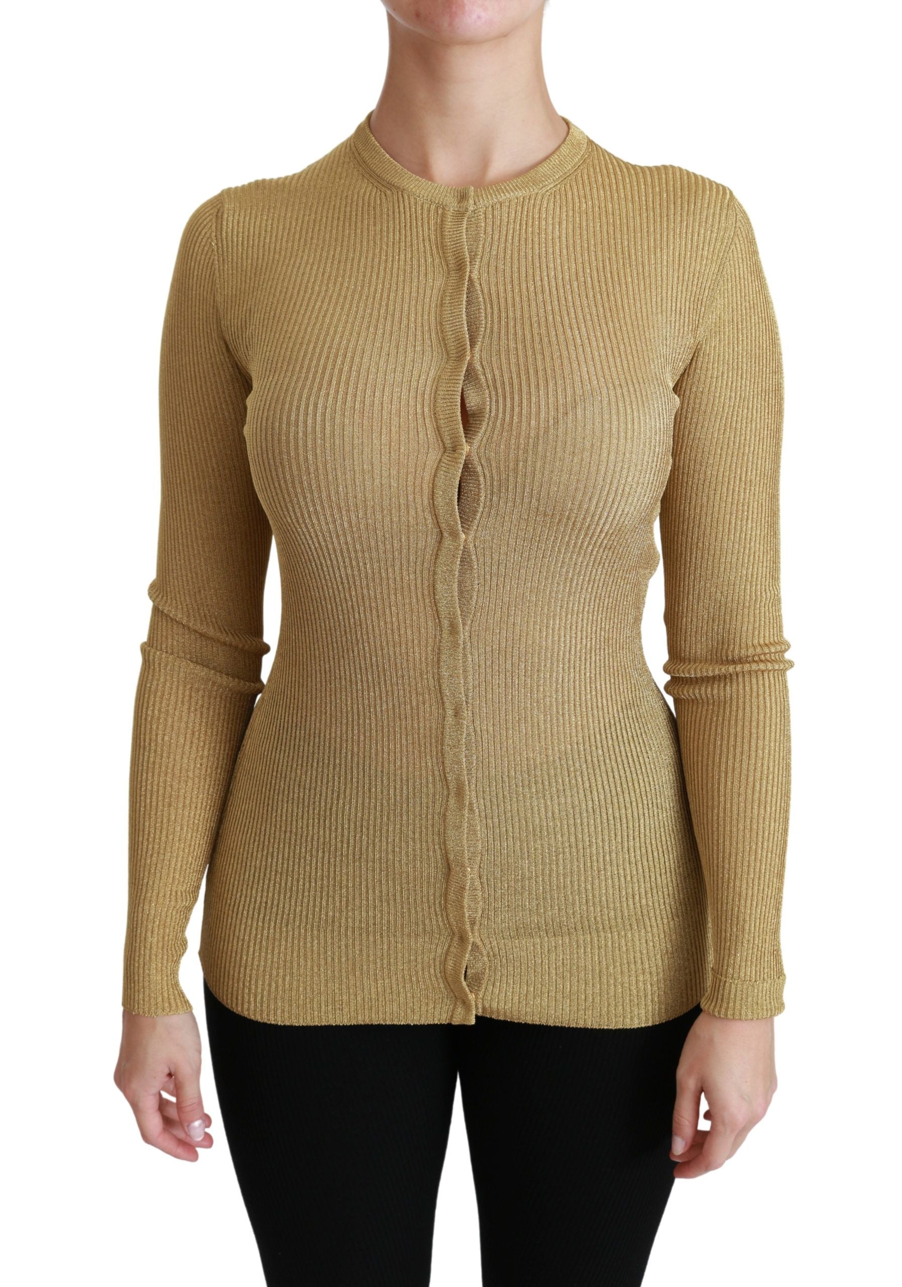 Eleganter langärmliger goldener Cardigan