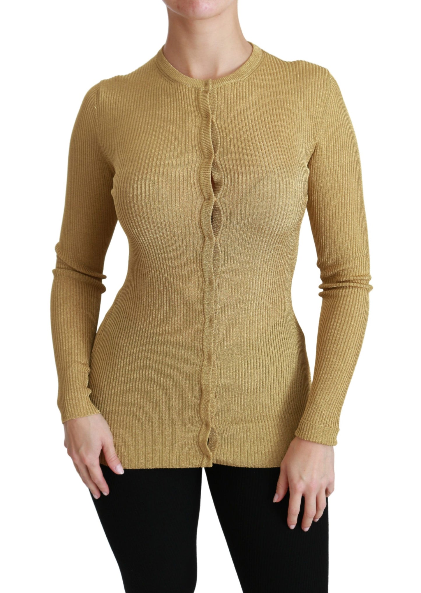 Eleganter langärmliger goldener Cardigan