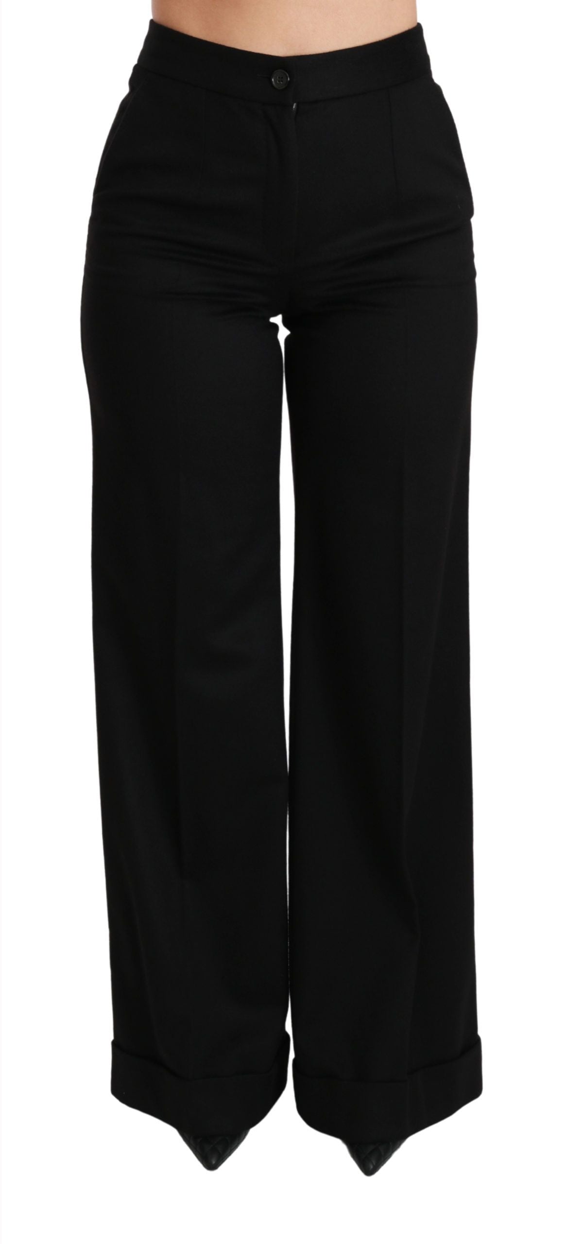 Elegant High Waist Flared Cashmere Pants