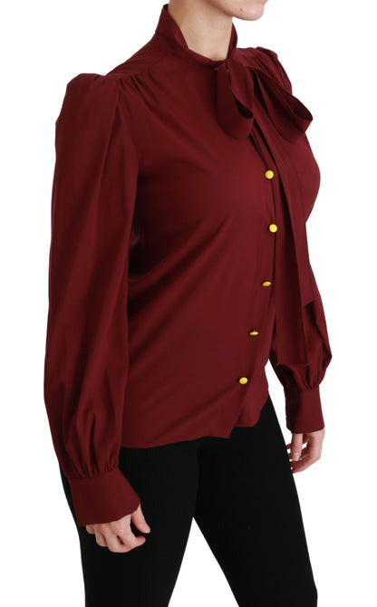 Elegante kastanienbraune Polobluse aus Seidenmischung