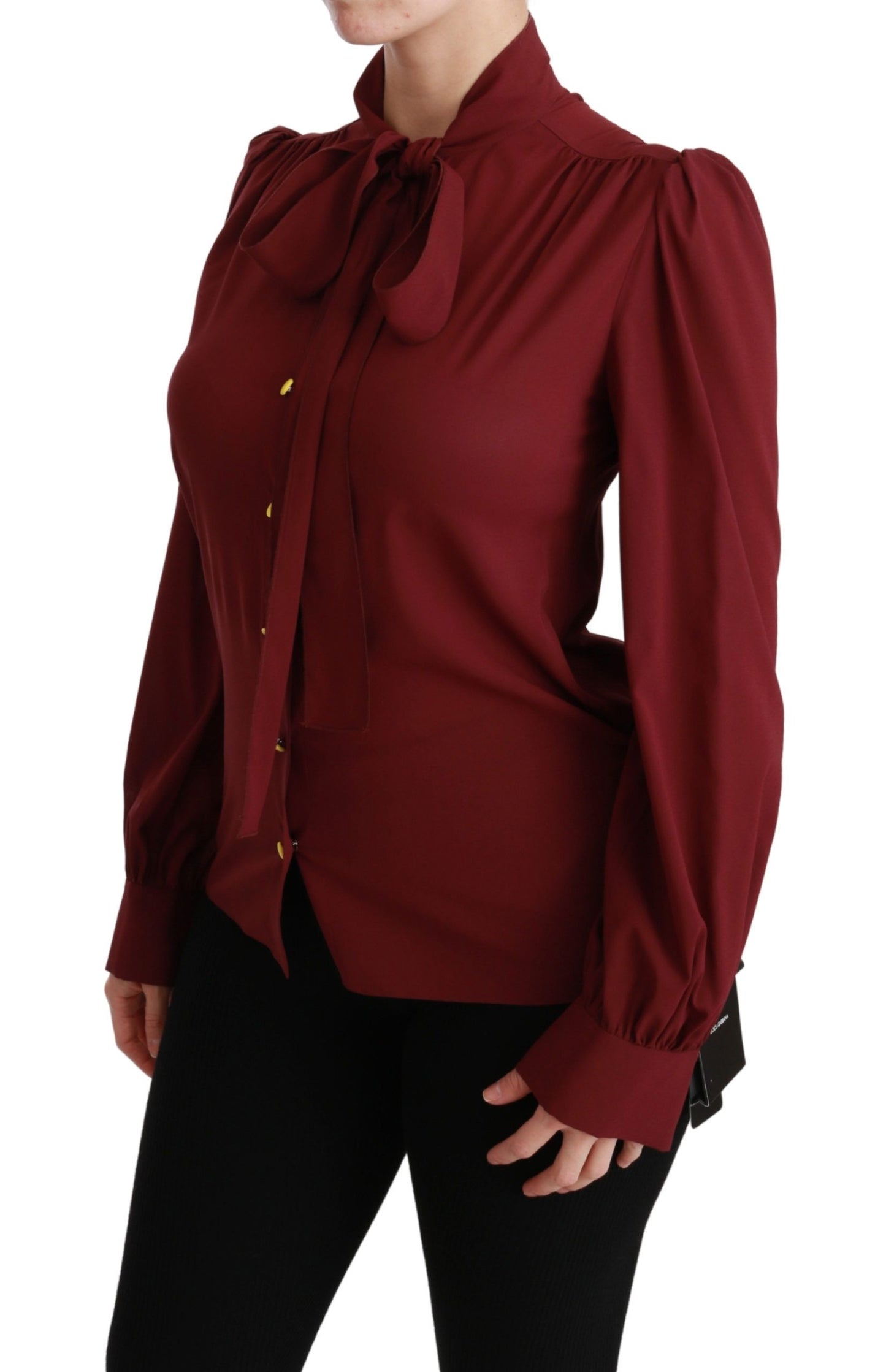 Elegante kastanienbraune Polobluse aus Seidenmischung