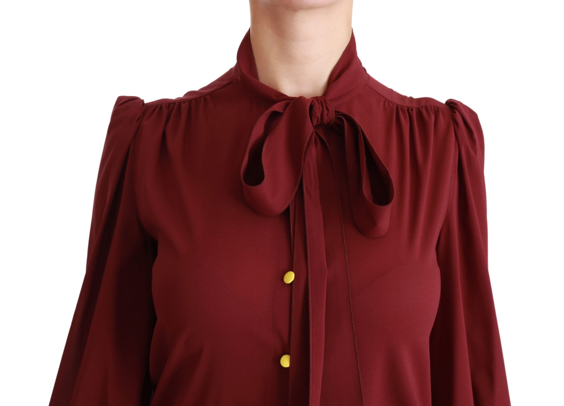 Elegante kastanienbraune Polobluse aus Seidenmischung