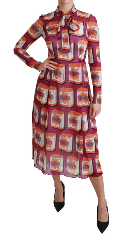 Elegant Bellezza Print Silk Maxi Dress