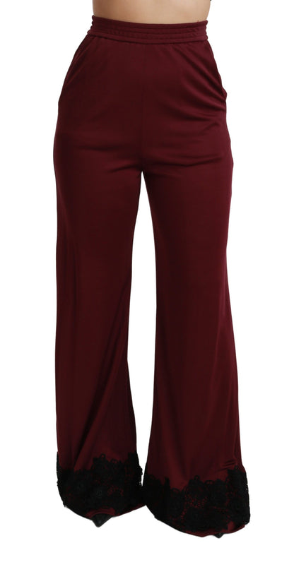 Elegante kastanienbraune Hose mit hoher Taille und weitem Bein