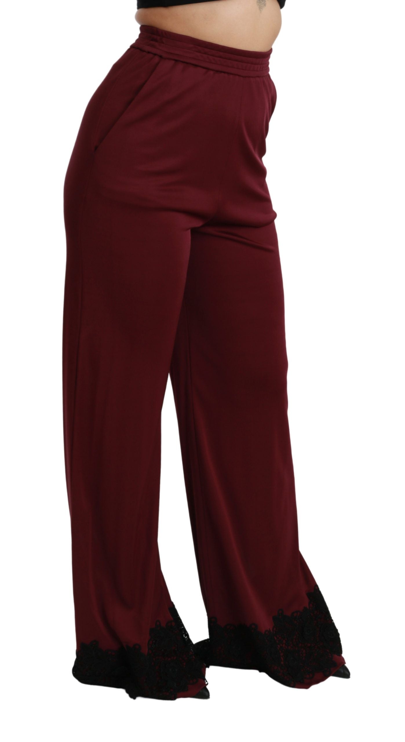 Elegante kastanienbraune Hose mit hoher Taille und weitem Bein