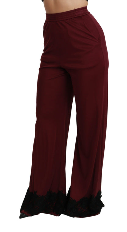 Elegante kastanienbraune Hose mit hoher Taille und weitem Bein