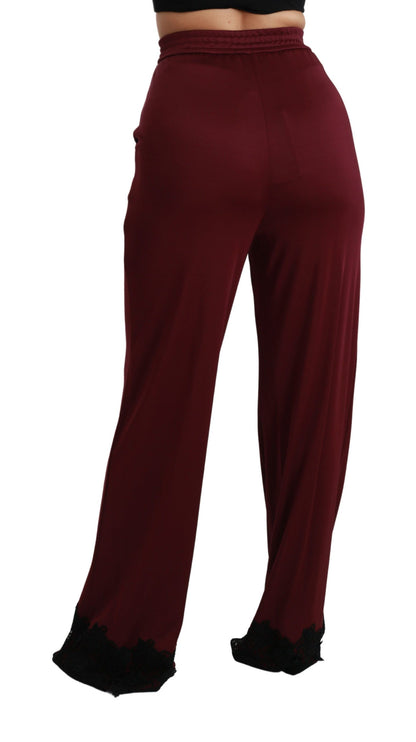 Elegante kastanienbraune Hose mit hoher Taille und weitem Bein