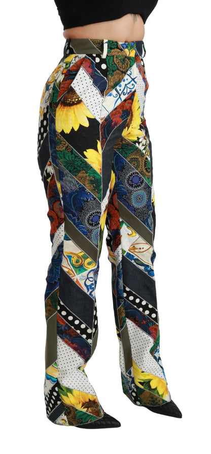 Elegant High Waist Multicolor Straight Pants