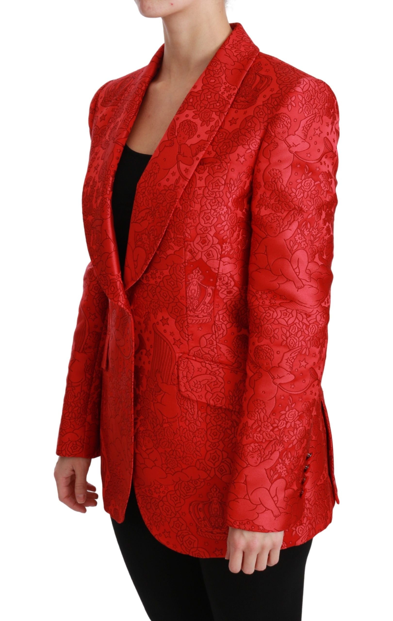 Red Floral Angel Pattern Blazer