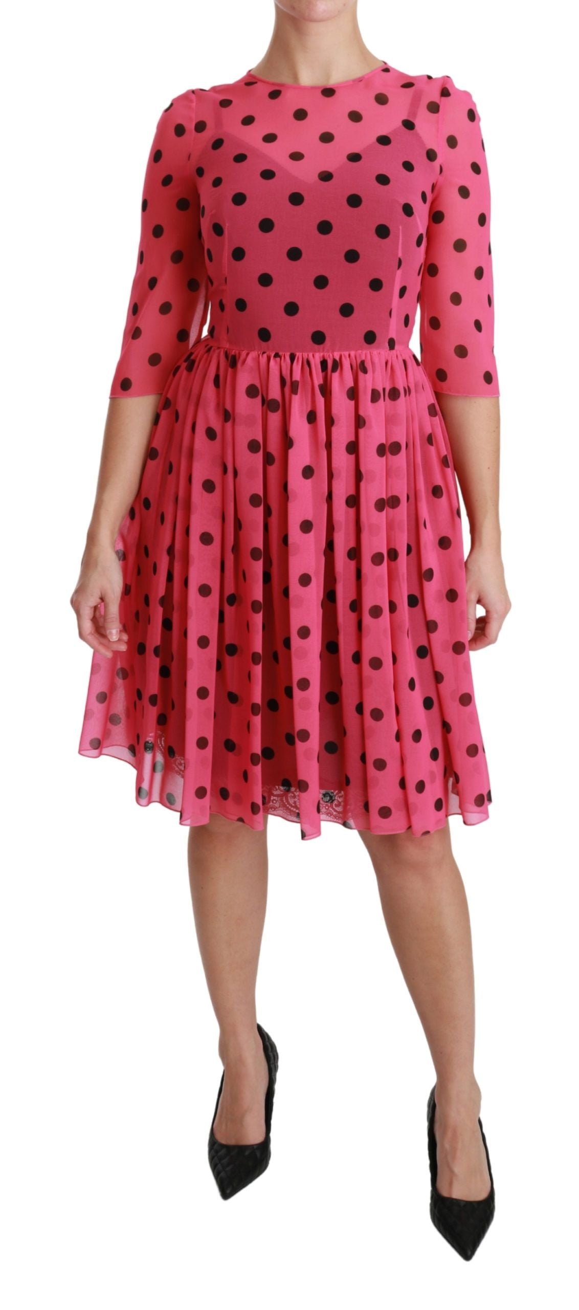 Elegantes knielanges A-Linien-Kleid mit Polka Dot