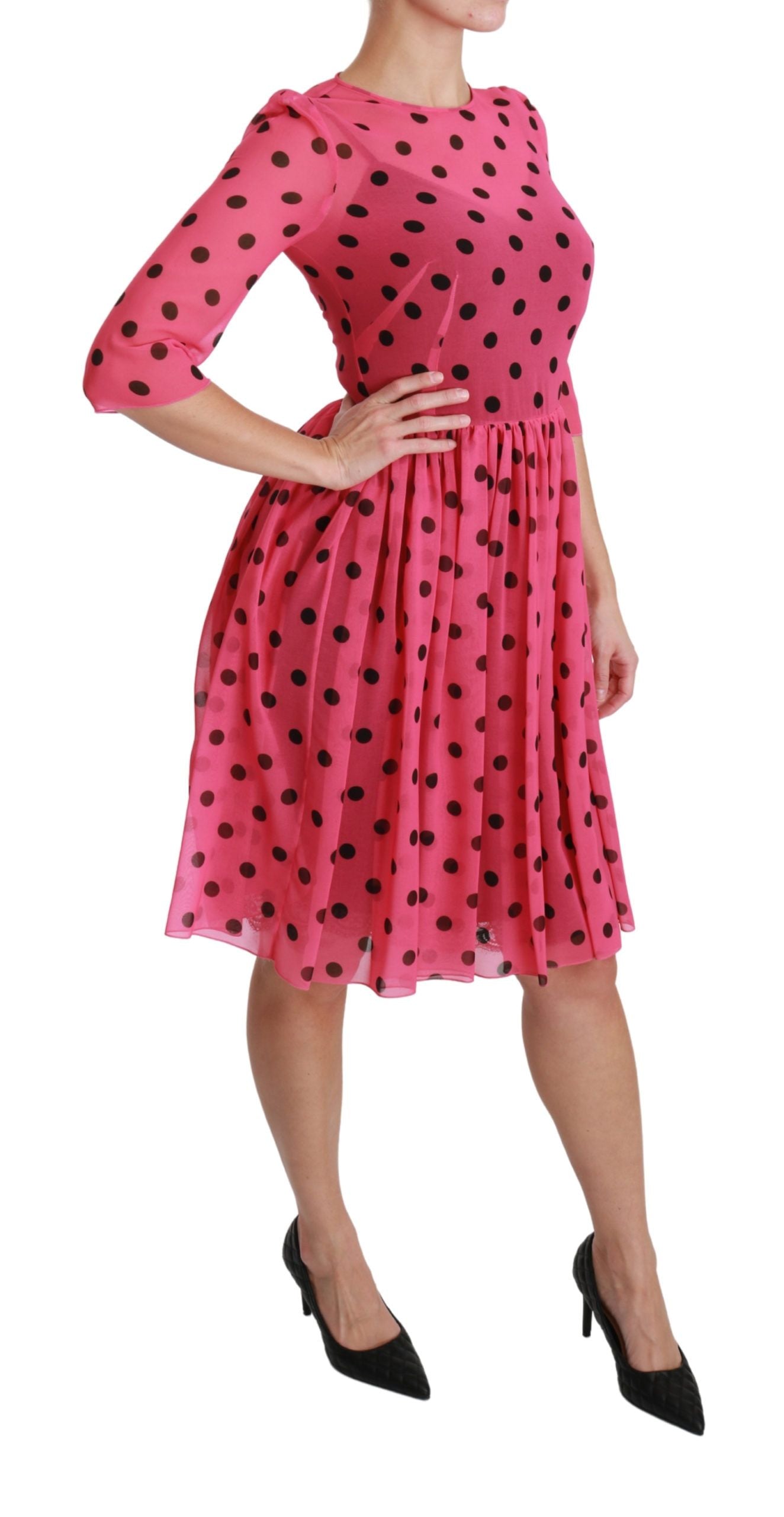 Elegantes knielanges A-Linien-Kleid mit Polka Dot