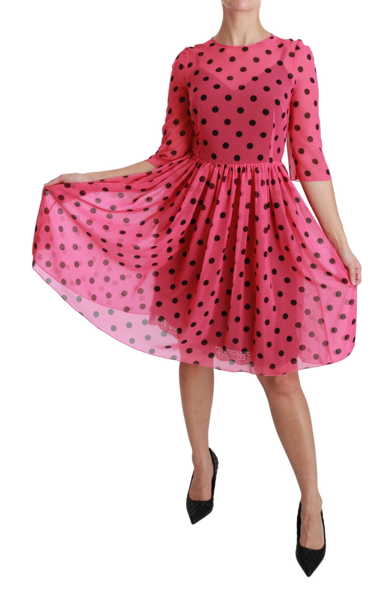 Elegantes knielanges A-Linien-Kleid mit Polka Dot