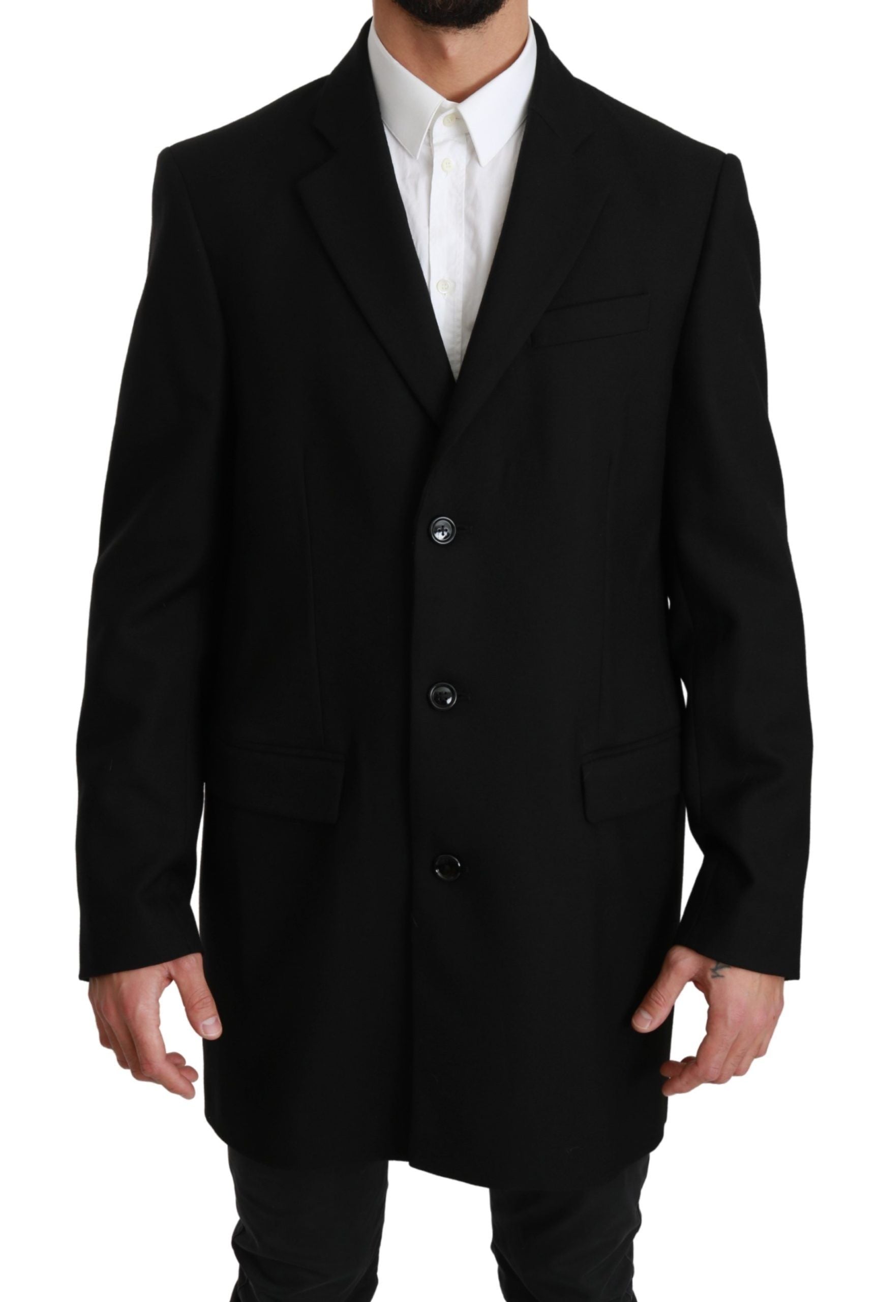 Eleganter, schwarzer Blazer aus Wolle