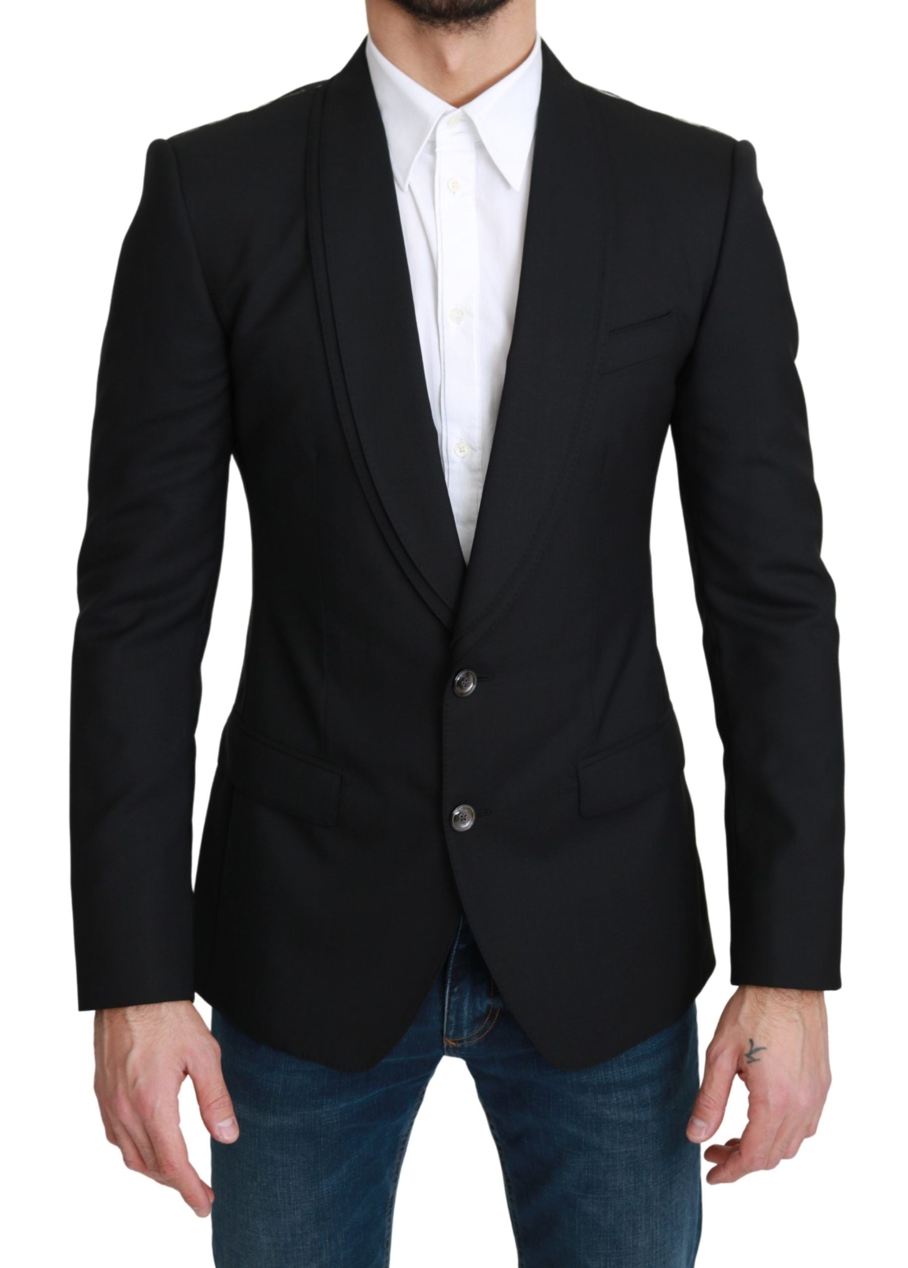 Eleganter, schwarzer Blazer aus Schurwolle