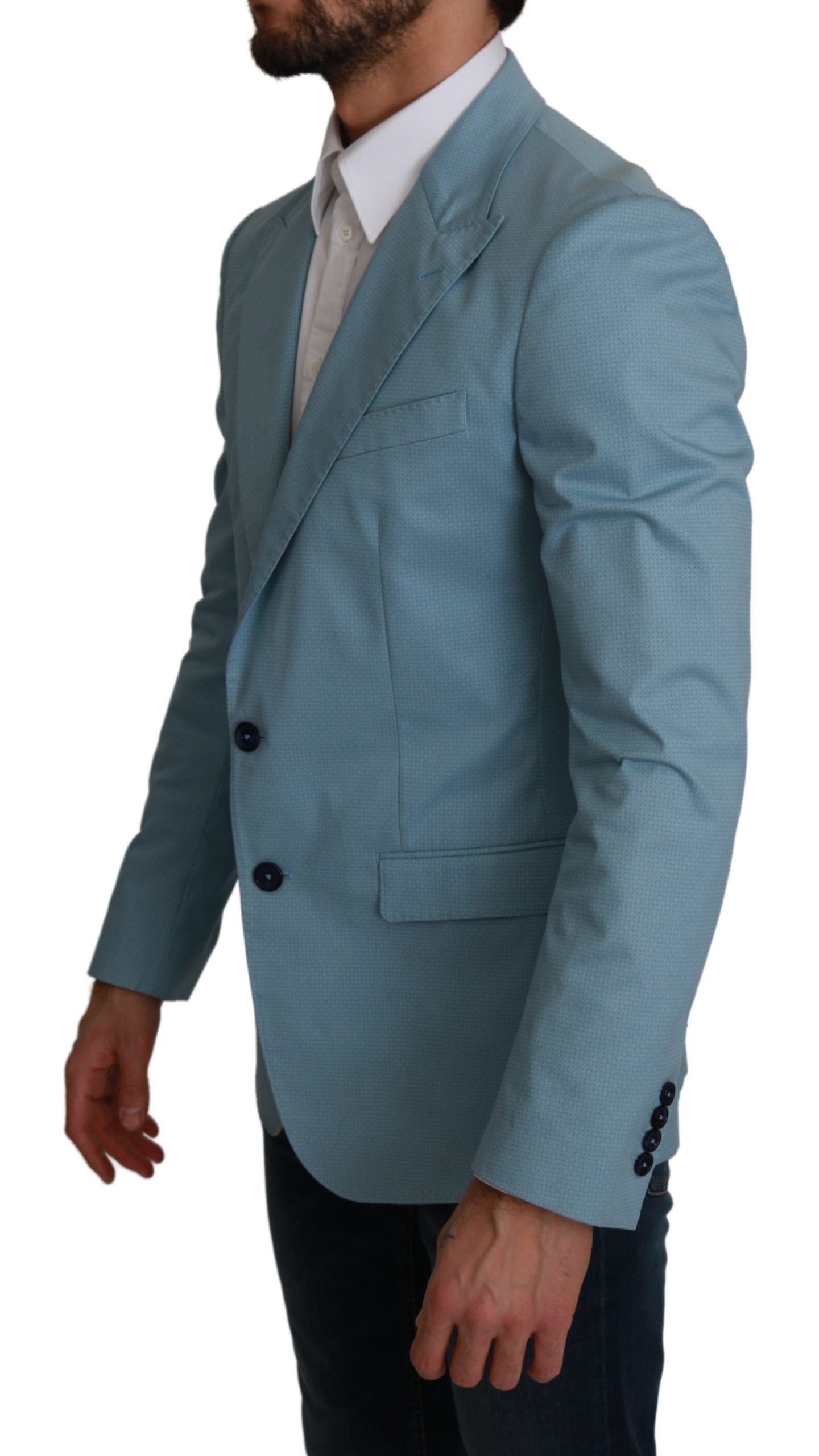 Eleganter blauer Blazer mit Fantasiemuster