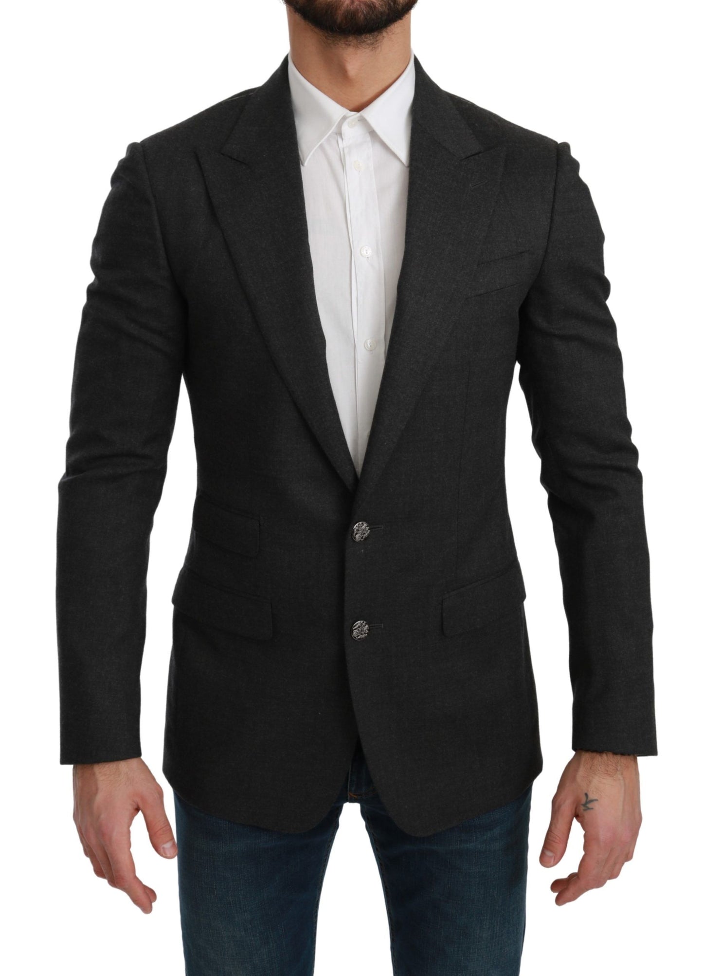 Eleganter, grauer, formeller Blazer in Slim Fit