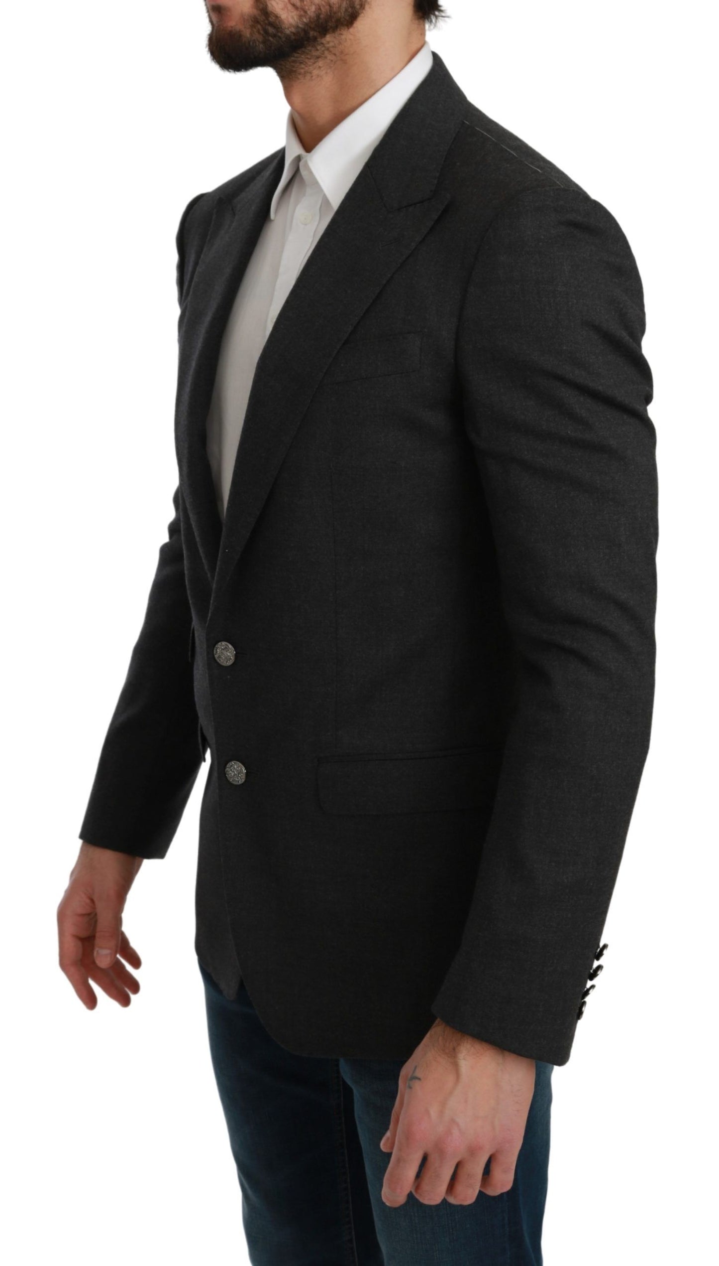 Eleganter, grauer, formeller Blazer in Slim Fit