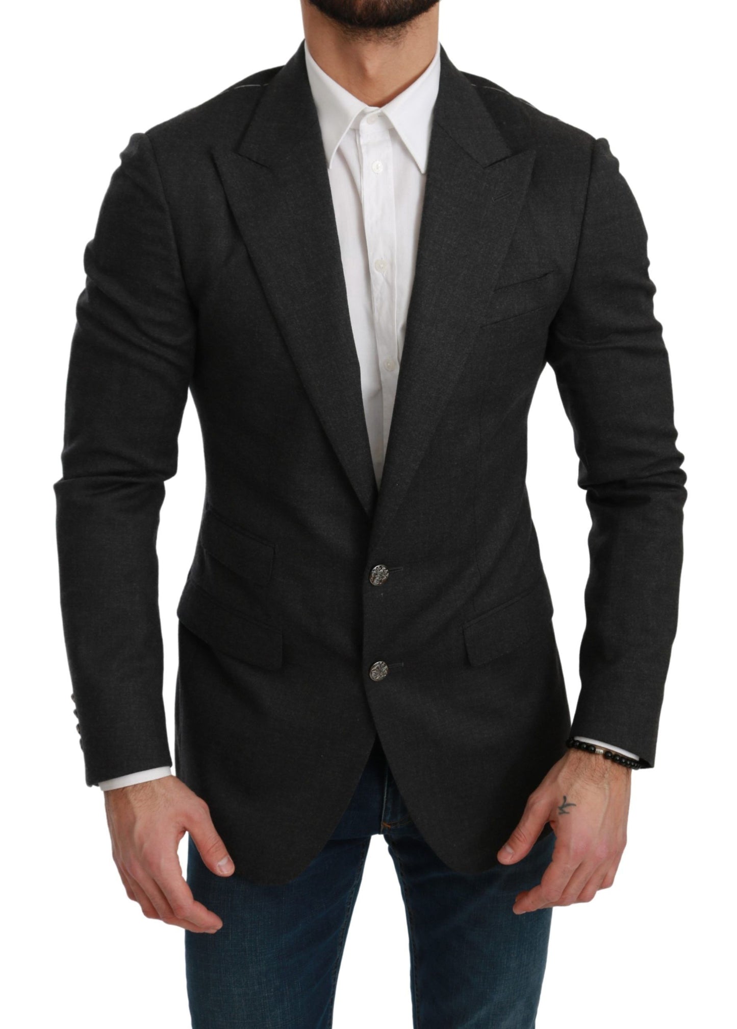 Eleganter, grauer, formeller Blazer in Slim Fit