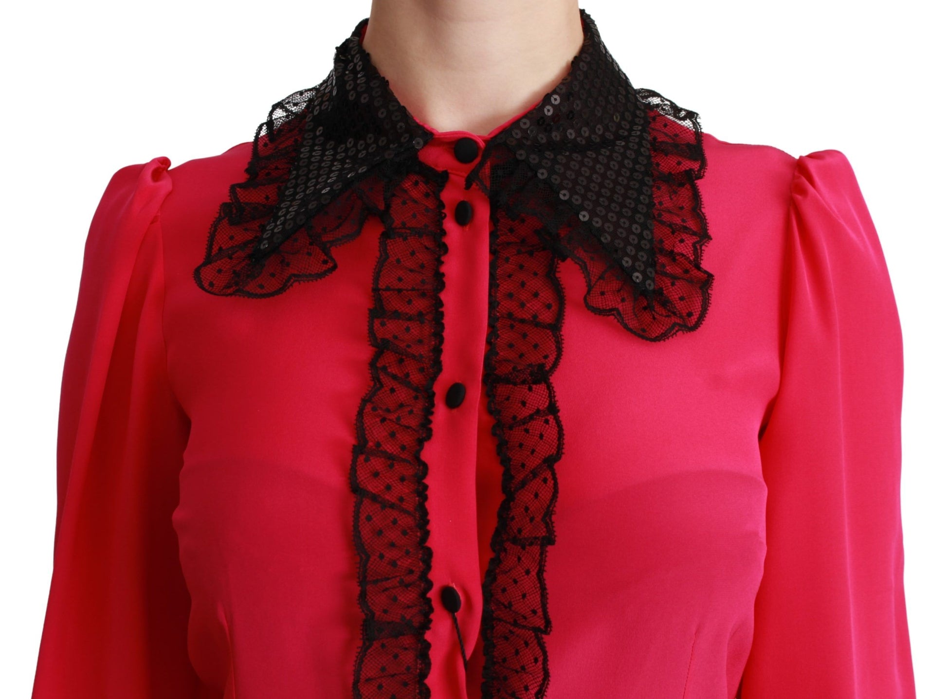 Silk Blend Lace Detail Blouse in Pink