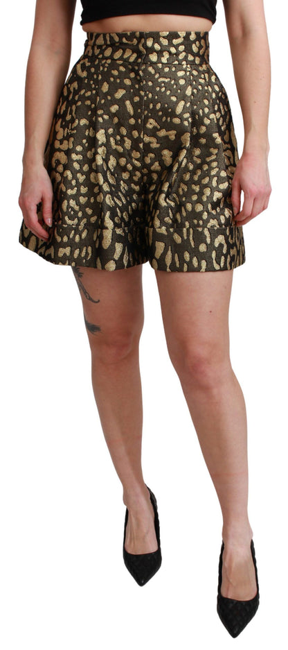 Luxuriöse Shorts mit hoher Taille in Schwarz und Gold