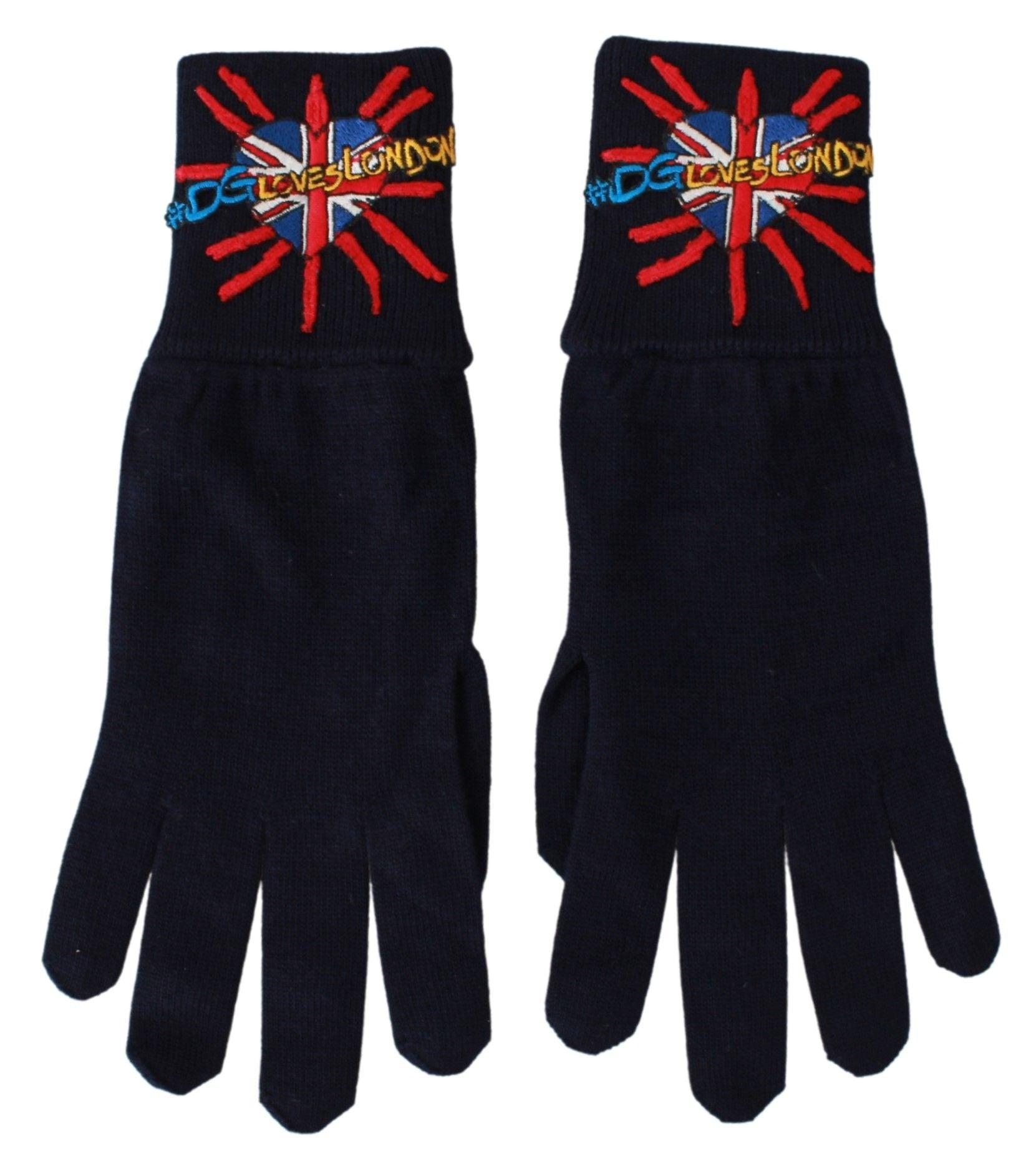 Blaue Unisex-Handschuhe aus Schurwolle