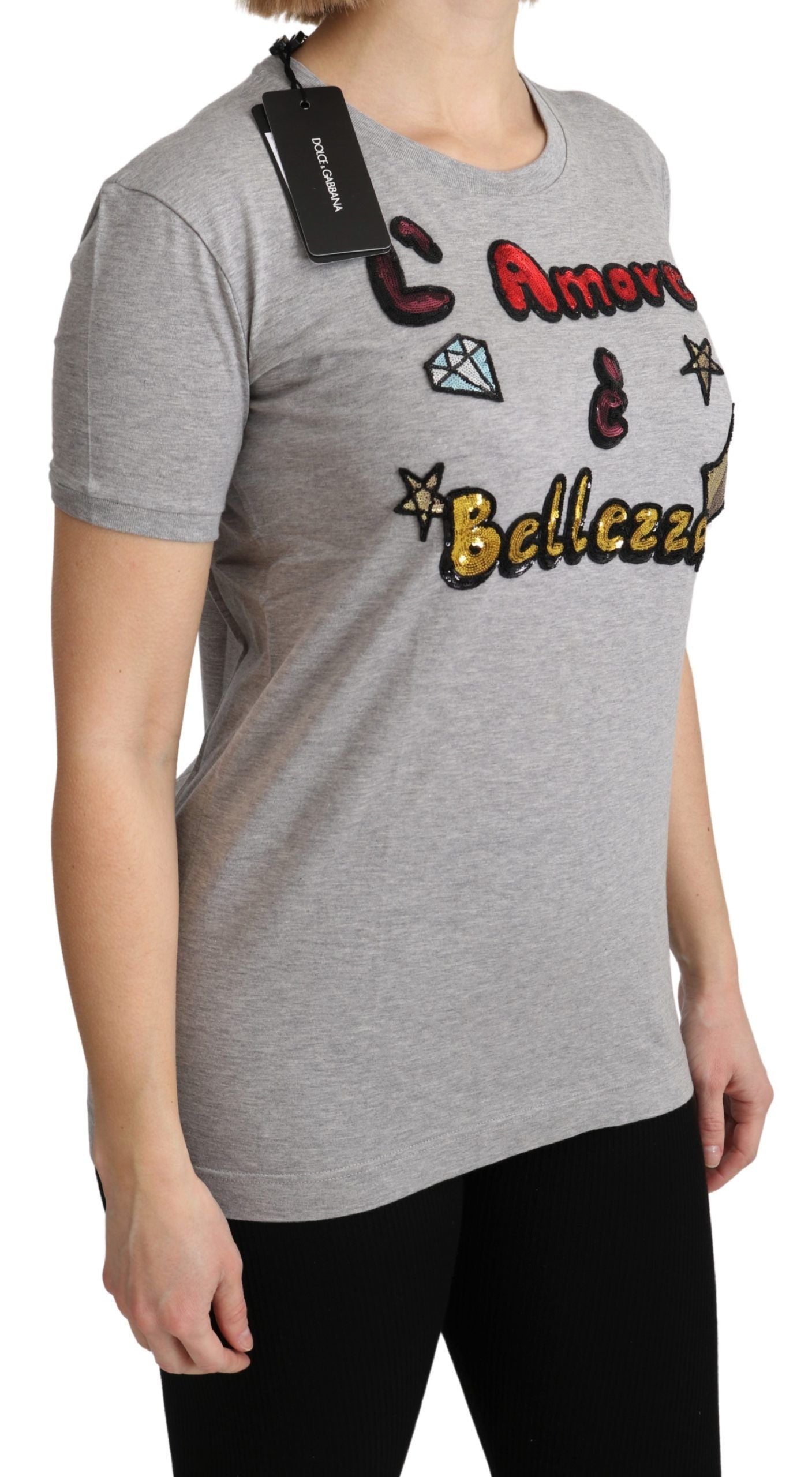 Baumwoll-T-Shirt mit Paillettenmotiv