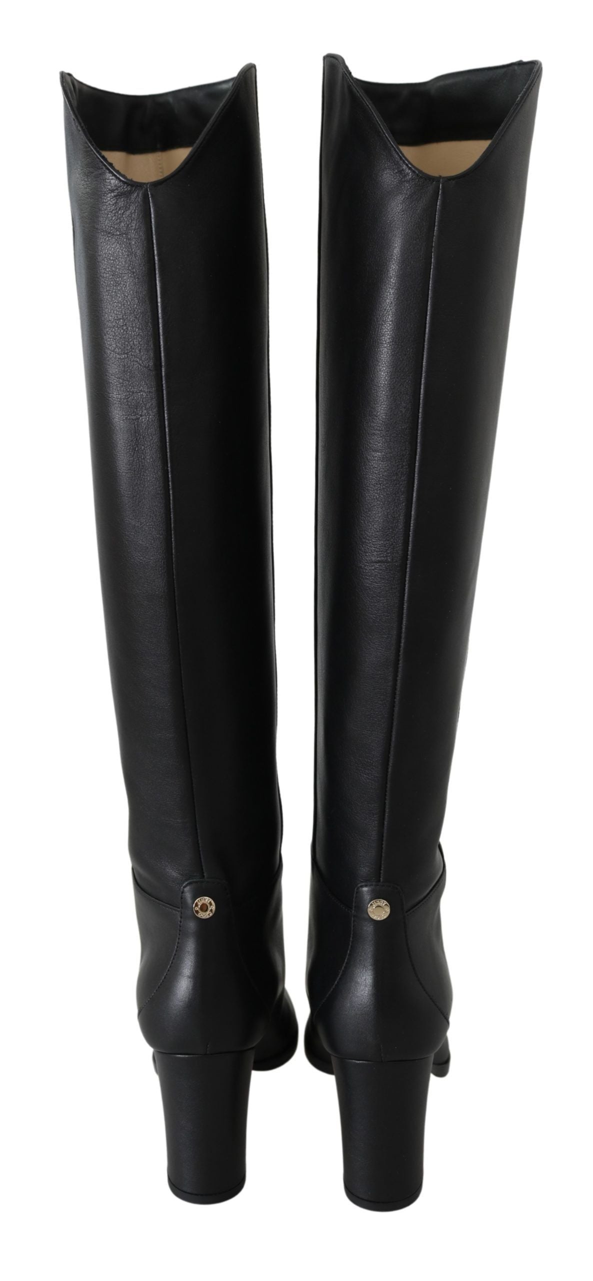 Elegante schwarze Stiefel aus Kalbsleder mit Absatz