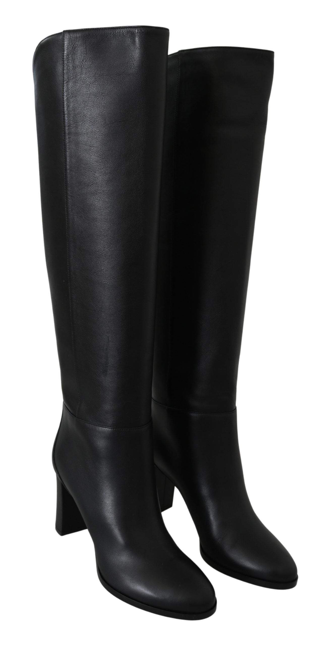 Elegante schwarze Stiefel aus Kalbsleder mit Absatz