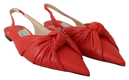 Schicke rote Ballerinas aus Leder mit spitzer Spitze