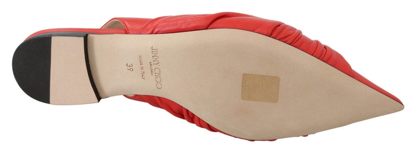 Schicke rote Ballerinas aus Leder mit spitzer Spitze