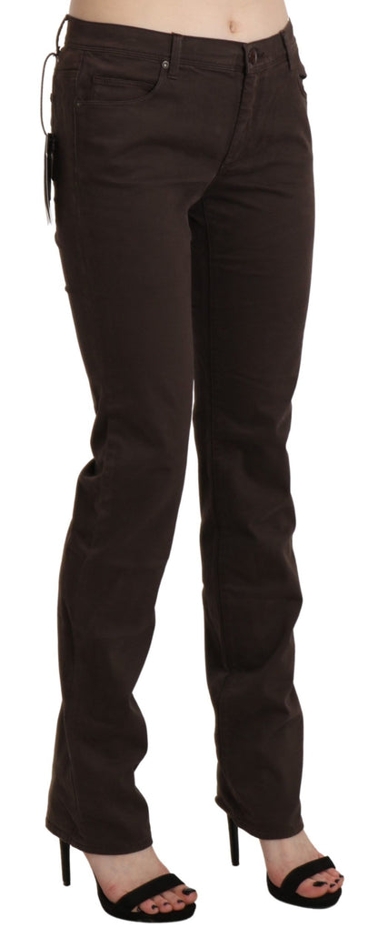 Schicke, braune Skinny-Hose mit mittelhohem Bund