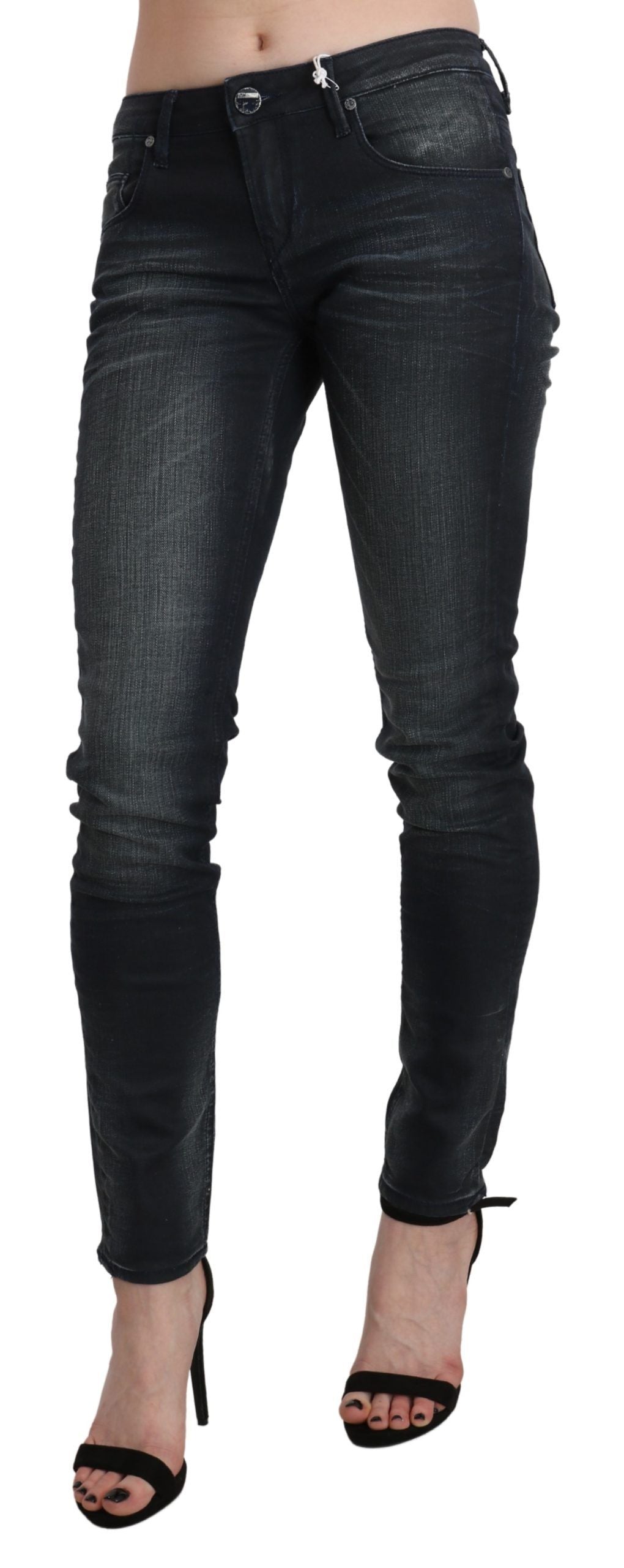 Elegante Skinny Jeans mit niedriger Taille in Schwarz